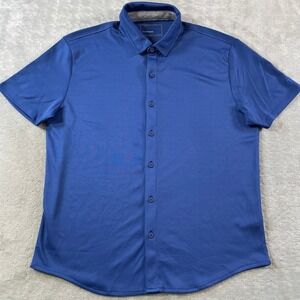 Twillory Athleisure Shirt Mens XL Blue Short Sleeve Button Light Casual Office